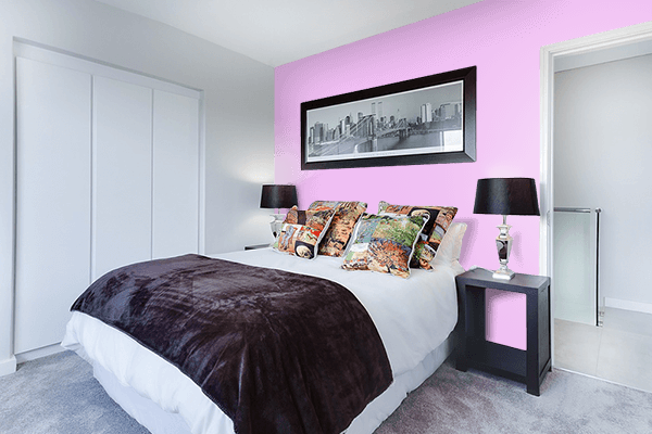 Pretty Photo frame on Brilliant Lavender color Bedroom interior wall color