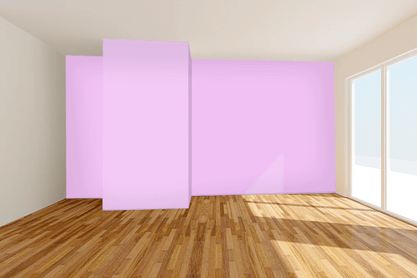 Pretty Photo frame on Brilliant Lavender color Living room wal color