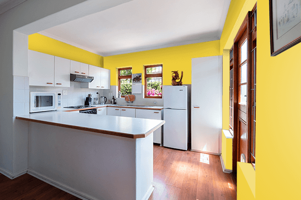 Pretty Photo frame on Sandstorm color kitchen interior wall color