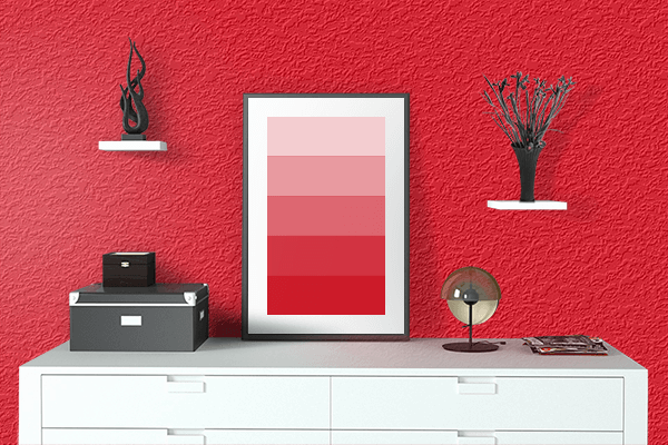 Pretty Photo frame on KU Crimson color drawing room interior textured wall