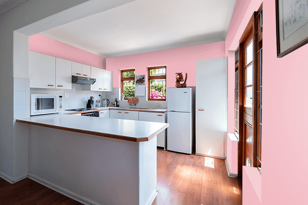 Pretty Photo frame on Spanish Pink color kitchen interior wall color