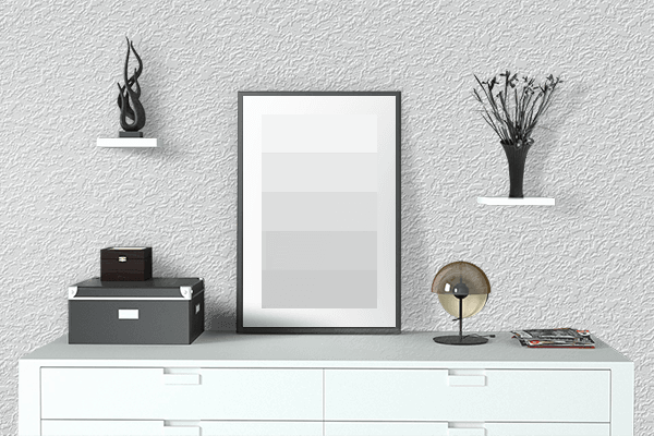 Pretty Photo frame on Anti-Flash White color drawing room interior textured wall