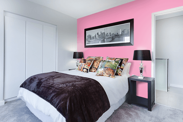 Pretty Photo frame on Pastel Magenta color Bedroom interior wall color