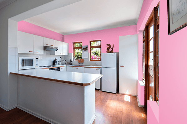 Pretty Photo frame on Pastel Magenta color kitchen interior wall color