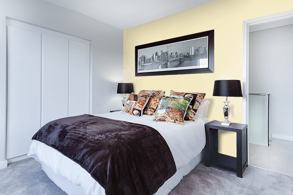 Pretty Photo frame on Lemon Meringue color Bedroom interior wall color