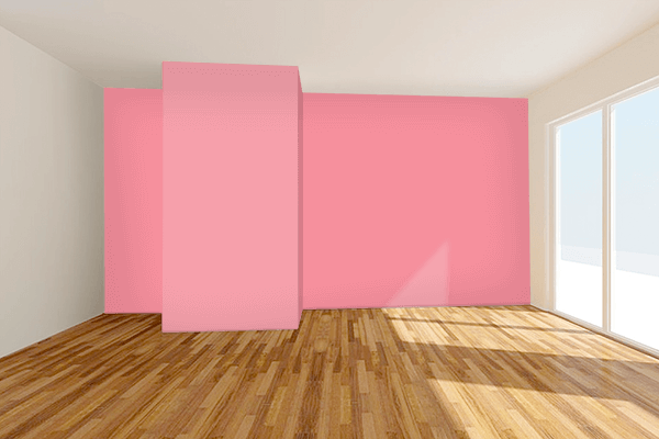 Pretty Photo frame on Pink Sherbet color Living room wal color