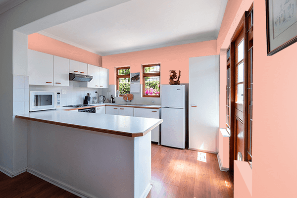 Pretty Photo frame on Melon color kitchen interior wall color