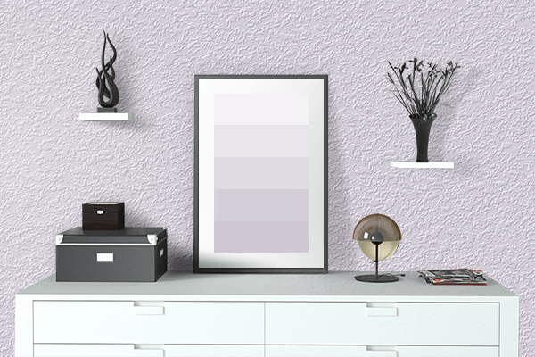 Pretty Photo frame on Magnolia color drawing room interior textured wall