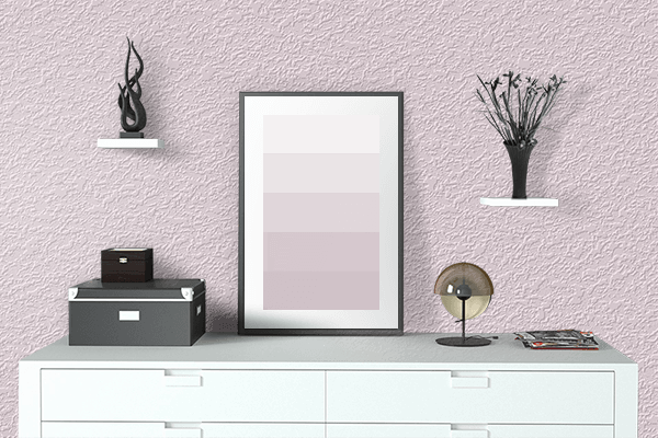 Pretty Photo frame on Piggy Pink color drawing room interior textured wall