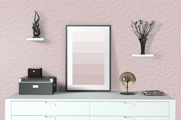 Pretty Photo frame on Pale Pink color drawing room interior textured wall