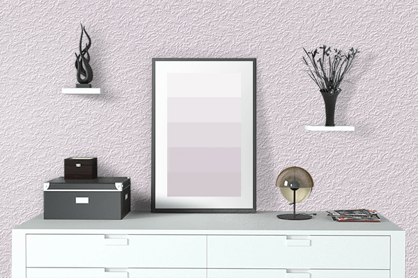 Pretty Photo frame on Lavender Blush color drawing room interior textured wall