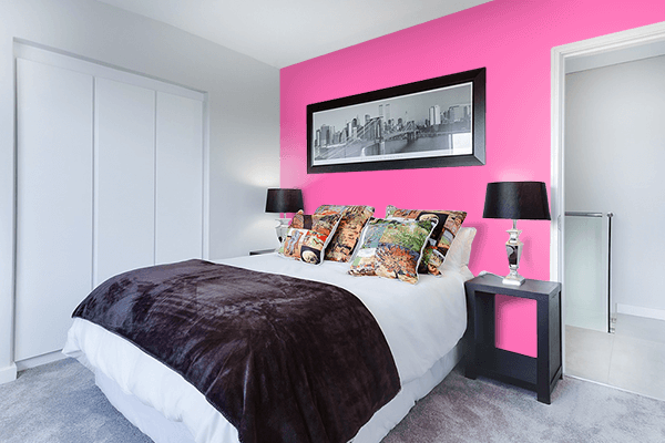 Pretty Photo frame on Hot Pink color Bedroom interior wall color