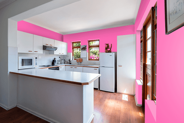 Pretty Photo frame on Hot Pink color kitchen interior wall color