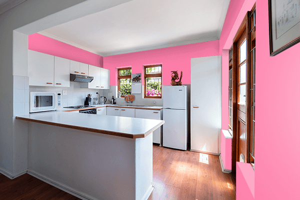 Pretty Photo frame on Tickle Me Pink color kitchen interior wall color