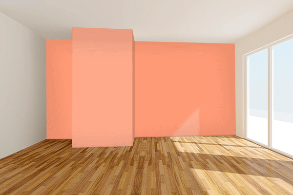Pretty Photo frame on Light Salmon color Living room wal color