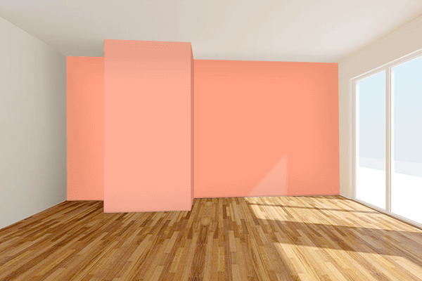 Pretty Photo frame on Vivid Tangerine color Living room wal color