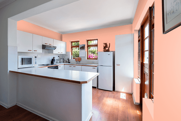 Pretty Photo frame on Deep Peach color kitchen interior wall color