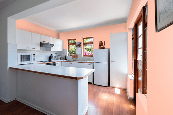 Pretty Photo frame on Deep Peach color kitchen interior wall color