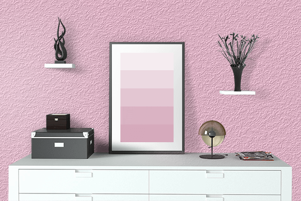 Pretty Photo frame on Cotton Candy color drawing room interior textured wall