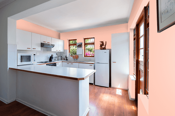 Pretty Photo frame on Apricot color kitchen interior wall color