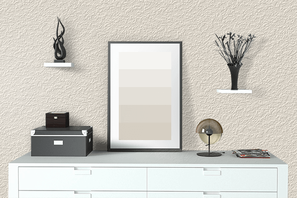 Pretty Photo frame on Cosmic Latte color drawing room interior textured wall