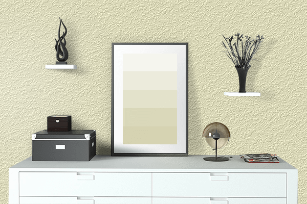 Pretty Photo frame on Cream color drawing room interior textured wall
