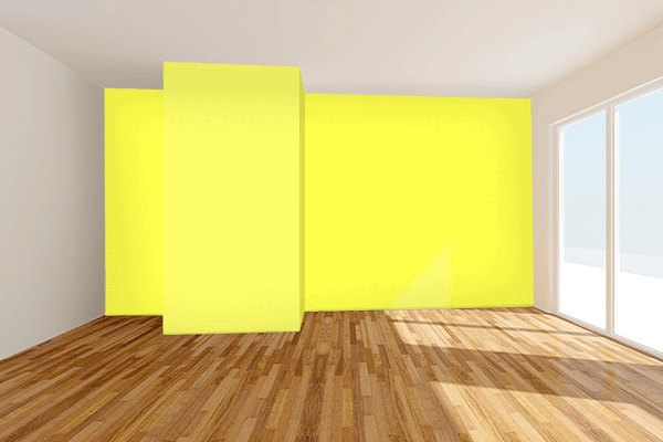 Pretty Photo frame on Lemon Yellow color Living room wal color