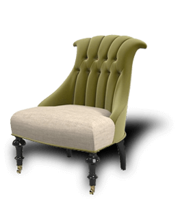 Armchair with Faun Seat and Green Back