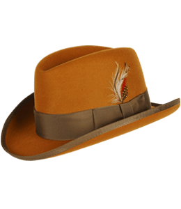 Brown felt Stetson hat with feather