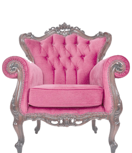 Chair of Silver with Pink Suede Cushion