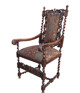 Dark Brown Wooden Carved Chair