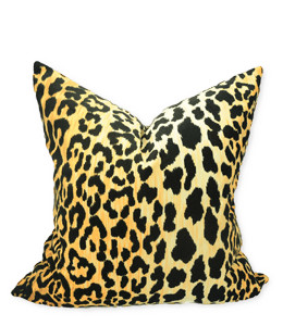 Yellow Cushion with Leopard Print