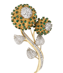 Yellow and Green Gold and Diamond Broach