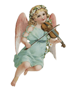 Angel painting with instruments