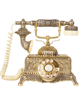 Antique brass telephone with golden and cream touch