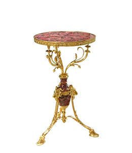 Antique Golden Table with Pink Marbel Top