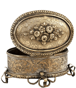 Antique jewelery box of brass