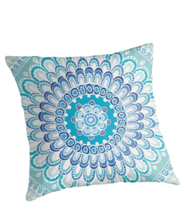 Aqua Color Floral Printed Cushion Cover
