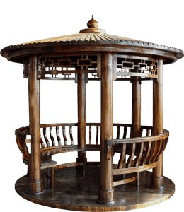 Arched shaped wooden pergola