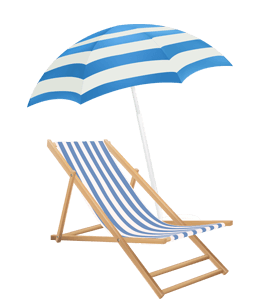 Beach chair and umbrella