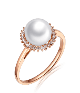 Beautiful rose gold pearl ring