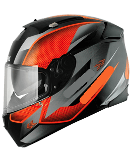 Black and orange helmet for 2 wheelers