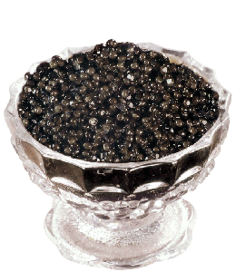 Black Caviar in Silver Bowl