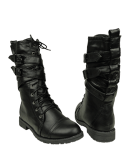 Black combat boots for men
