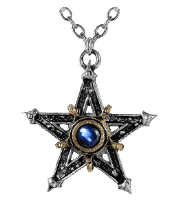 Black metal pentagram and star with blue stone fashion jewelry