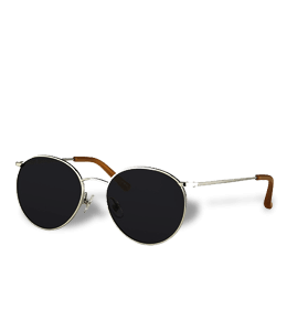 Black round shape sunglasses with silver frame