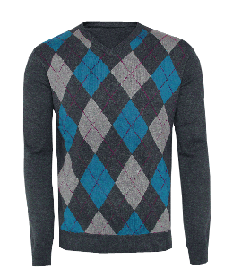 Blue and gray full sleeves argyle sweater
