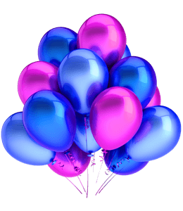 Pink and blue gas balloons