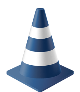 Blue and White Plastic Traffic Cones