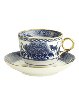 Blue and white porcelain cup and saucer